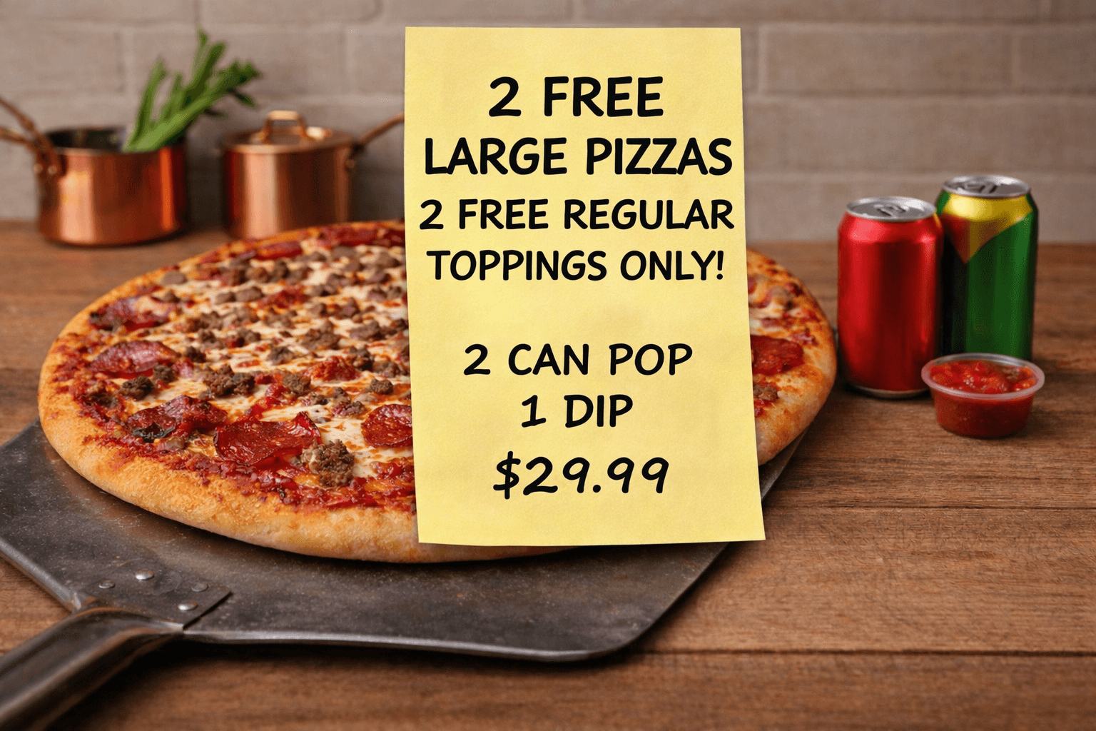 2 Large Classic Pizzas for $29.99 — Royal King buy-one-get-one offer
